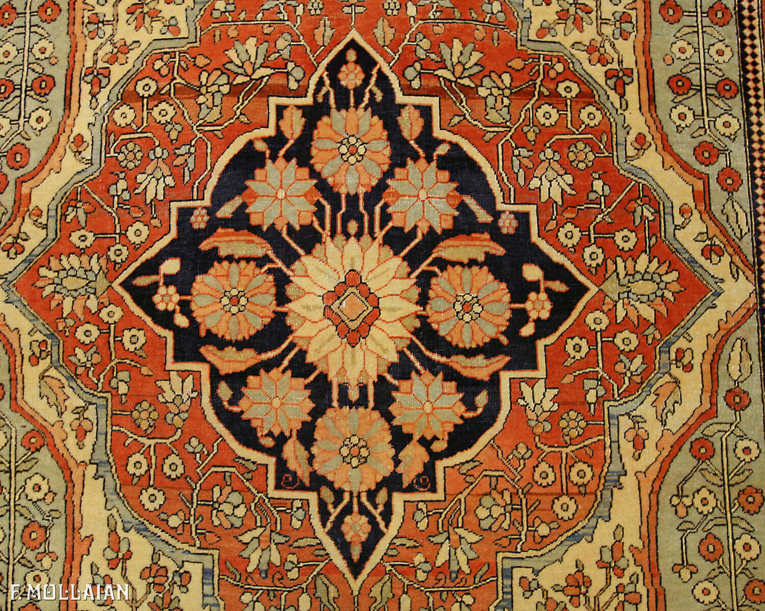 Tapis Persan Antique Kashan Mohtasham n°:96918007